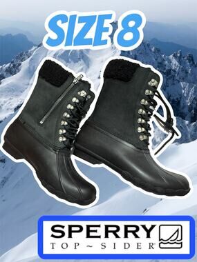 NEW Sperry Black Saltwater Boots Size 8 US MSRP $160
